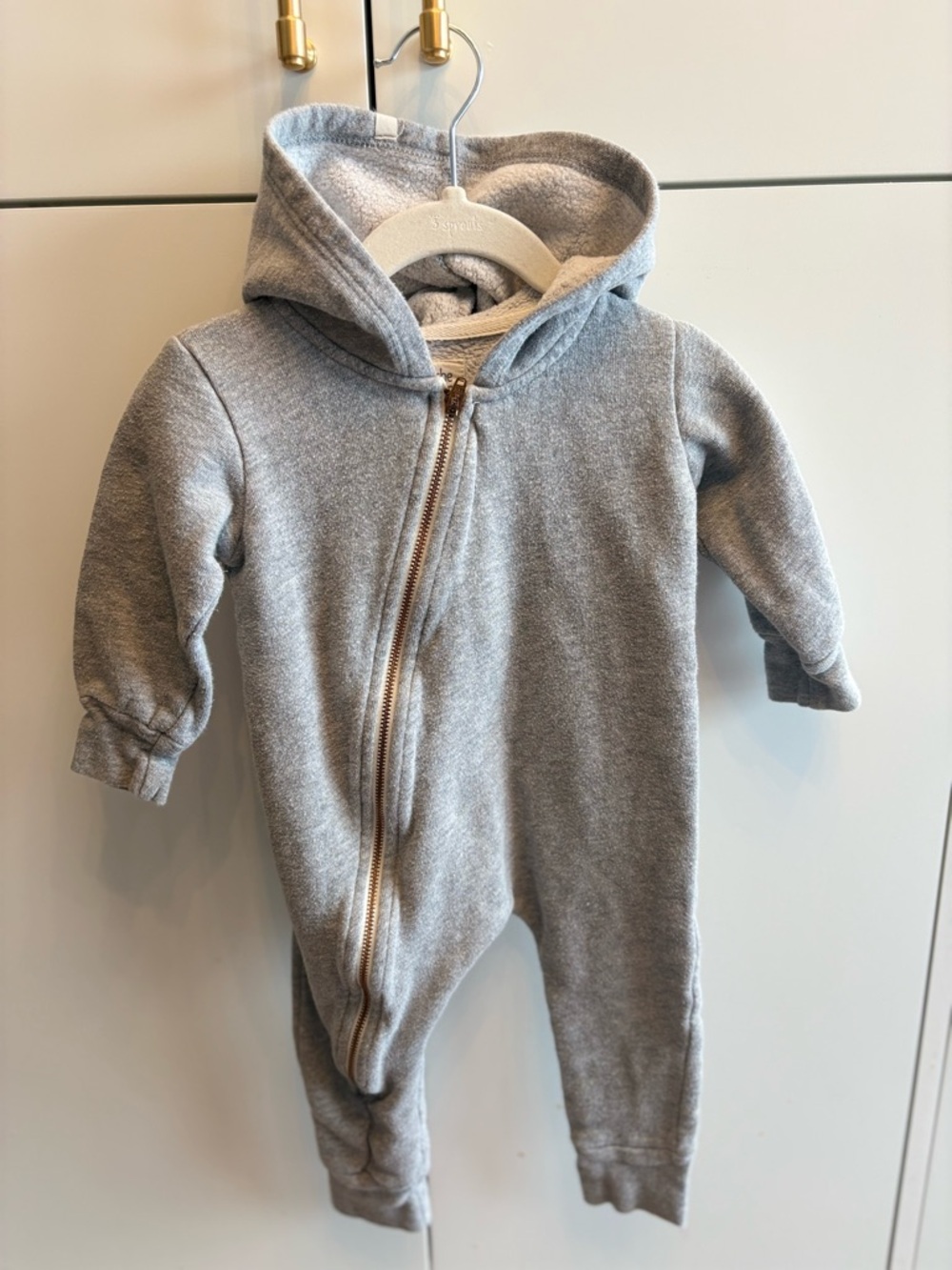 Mini Mioche Heather Gray Plush Biker Romper